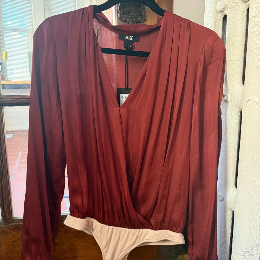Paige Burgundy Long Sleeve Bodysuit: NWT